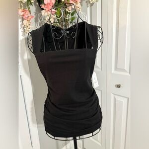 Time and Tru Women's Elegant Square Cut Black Tank Top